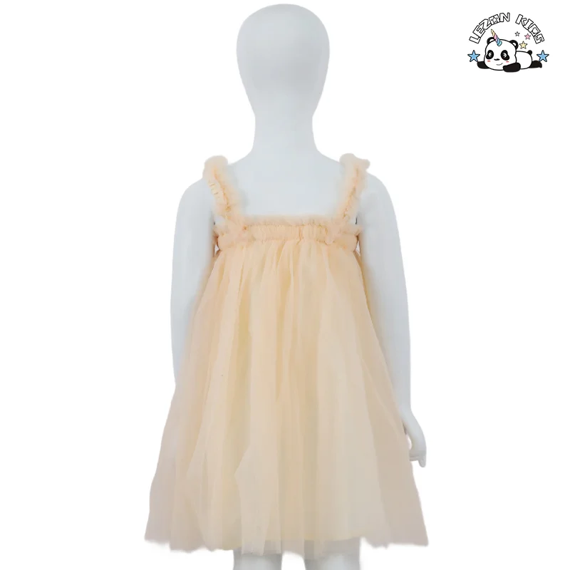 LEZONKIDS - Customizable Cute Girl Clothing Kids Summer Sling Strapped Dress With Bow Girls Dress for Summer